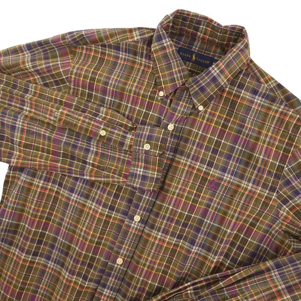 Ralph Lauren Shirt Mens M Multicolor Plaid Long Sleeve Button Down Cotton Casual